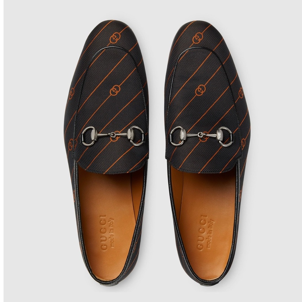 Gucci Black and Orange Slip on Leather Loafer
